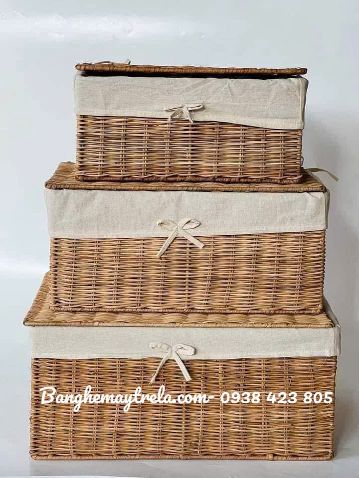 Rương đựng đồ chữ nhật mây tre đan